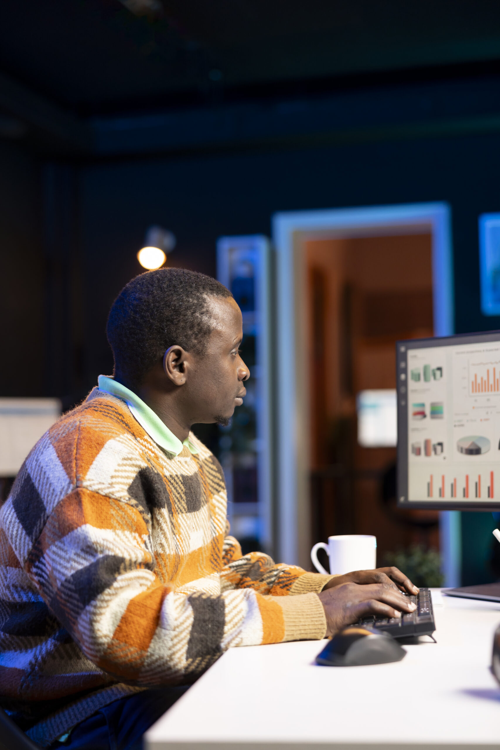 Person examining capital funds online for a new program at home